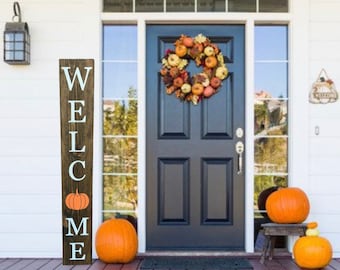 Fall Welcome Sign for Front Porch, Pumpkin Fall Sign, Fall Welcome Porch Sign, Fall Decor, Fall Sign, Outdoor Decor, Front Door Sign, Gift