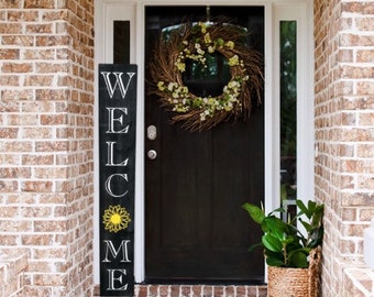 Sunflower Welcome Porch Sign, Summer Outdoor Decor