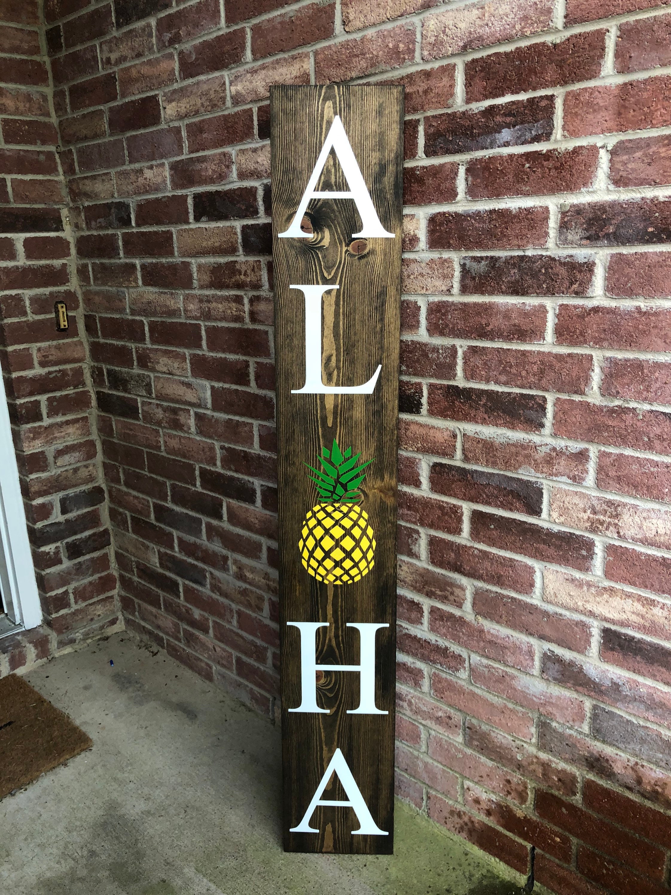 Aloha Pineapple Porch Sign for Front Door Etsy