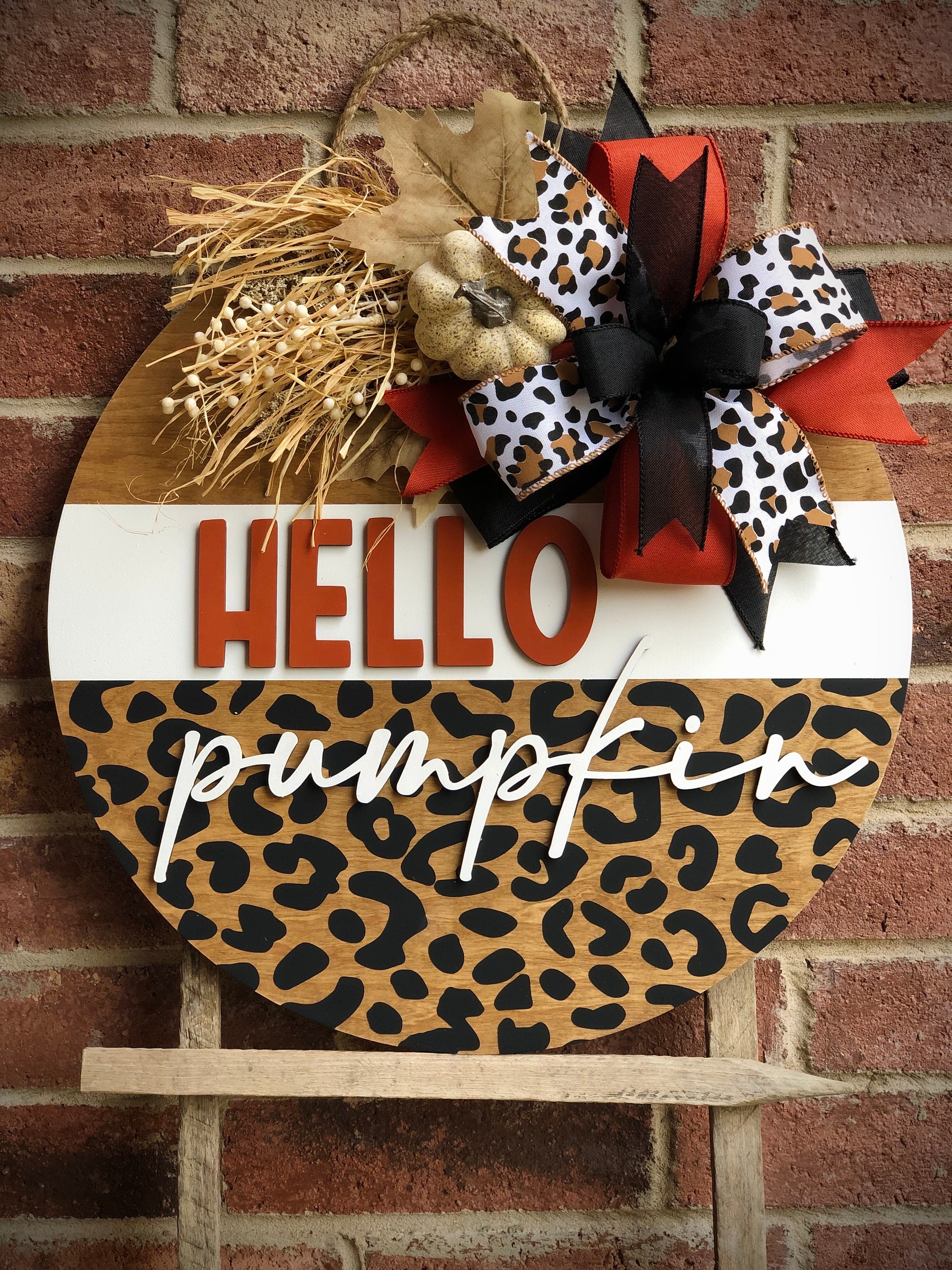 Hello Fall Decorazioni per la casa, cartello autunnale per porta, ghirlanda di zucche, decorazione da parete per interni ed esterni, porta d'ingresso, portico, fattoria, Ringraziamento, decorazioni da