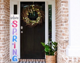Welcome Spring Front Door Porch Sign, Housewarming Gift