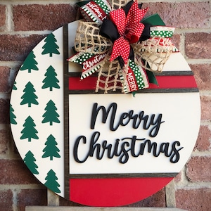 Christmas Door Hanger, Christmas Front Door Decor, Raised 3D Lettering Christmas Wreath, Christmas Decorations, Porch Decor, Outdoor Sign