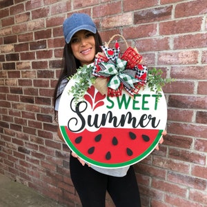 Front Door Decor, Watermelon Summer Door Hanger, Sweet Summer Wreath Porch Decor, Home Decor, Summer Decor, Front Door Sign, Farmhouse