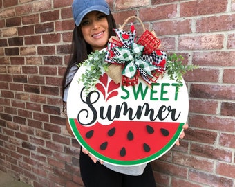 Front Door Decor, Watermelon Summer Door Hanger, Sweet Summer Wreath Porch Decor, Home Decor, Summer Decor, Front Door Sign, Farmhouse