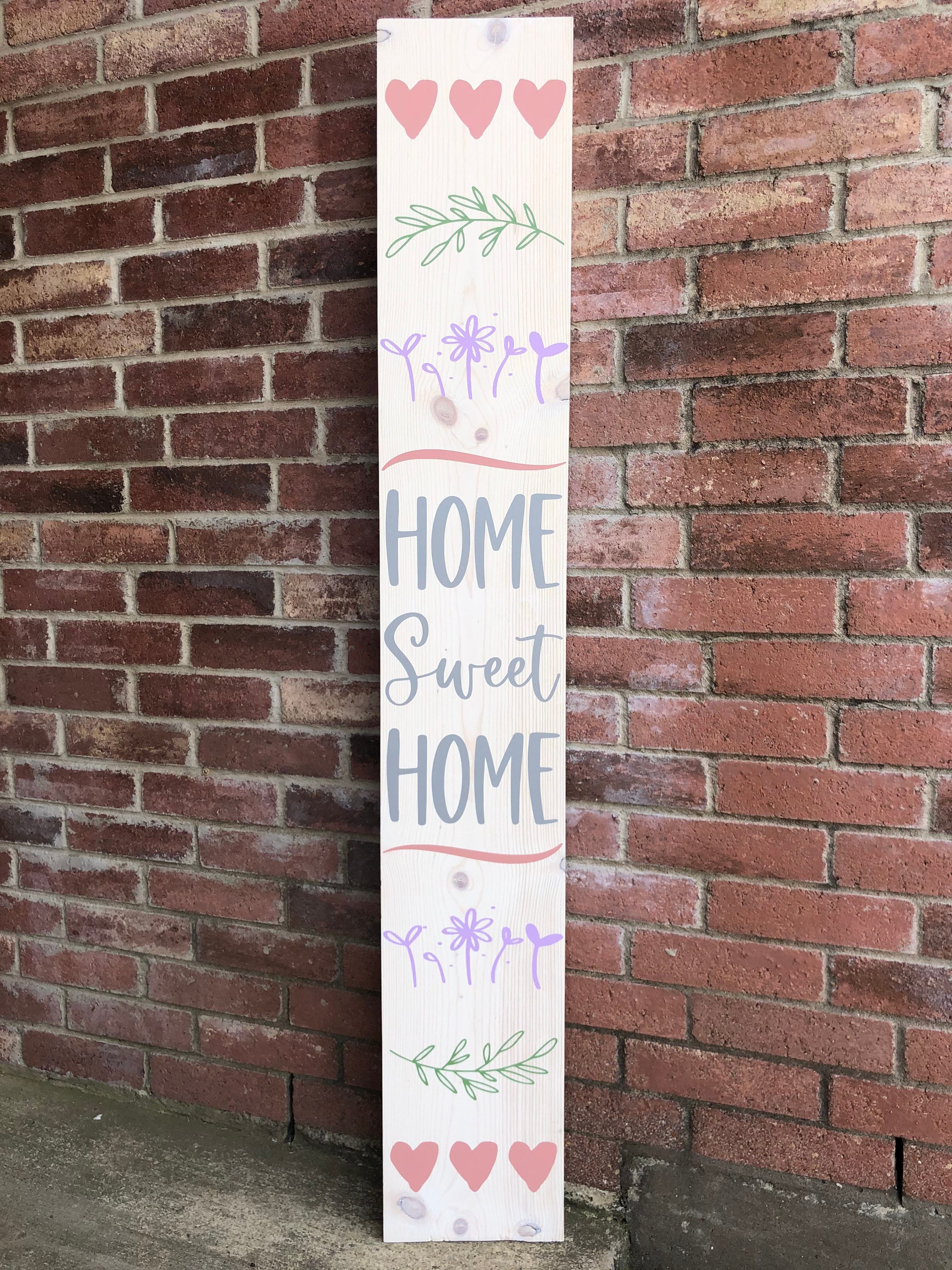 Spring Home Sweet Home Sign, Porch Sign Leaner, Welcome Sign for Front Porch, Farmhouse Sign, Outdoor Decor, Housewarming Gift for New Home