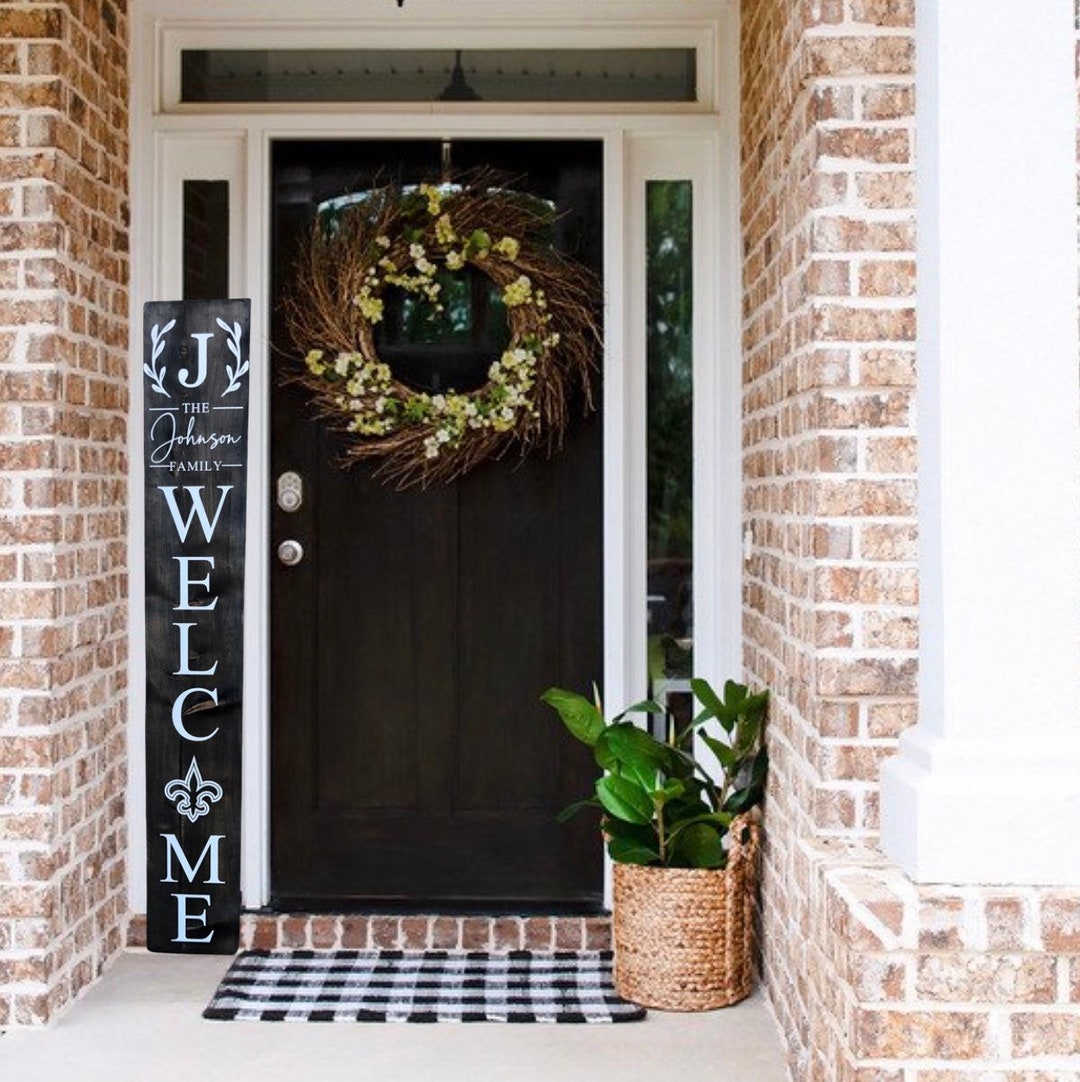 Welcome Fleur De Lis Front Door Porch Sign, Housewarming Gift - Etsy