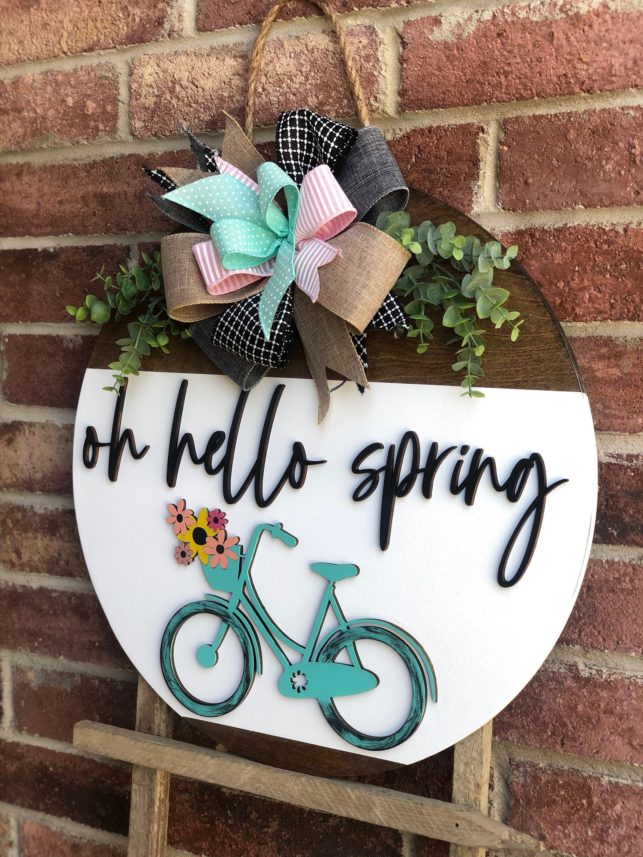 Spring Front Door Decor, Spring Door Hanger, Oh Hello Spring Sign ...