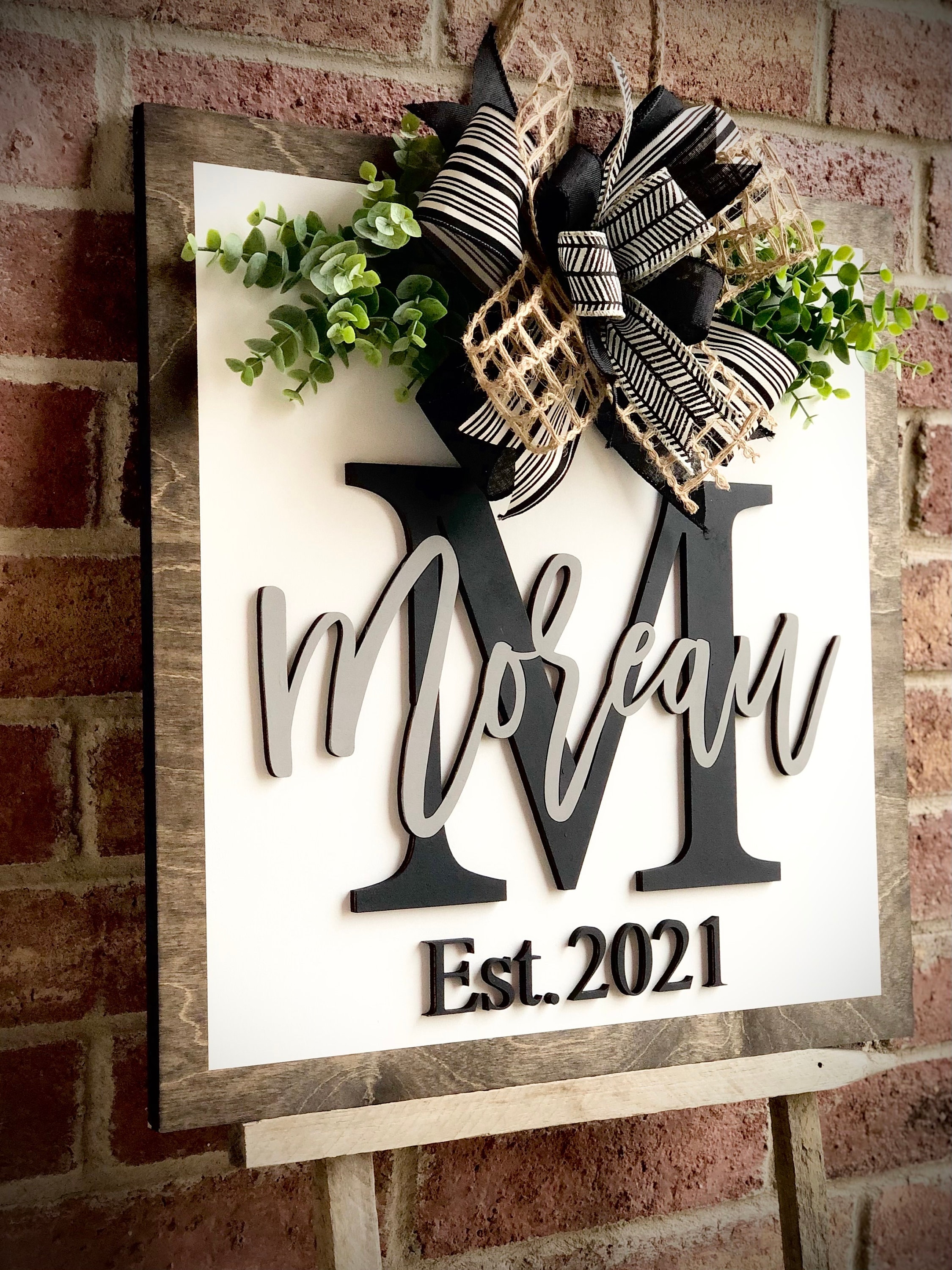 Personalized Family Name Sign Door Hanger, Front Door Decor, Last Name ...