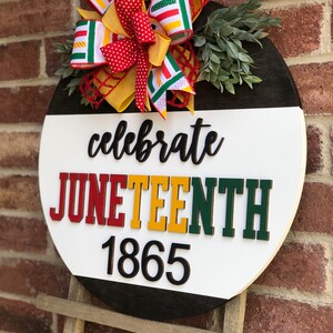 Front Door Decor, Juneteenth Wreath, Juneteenth Door Hanger Sign, Black History Month, Juneteenth Decor, Front Door Sign, Porch Decor, Gift image 3