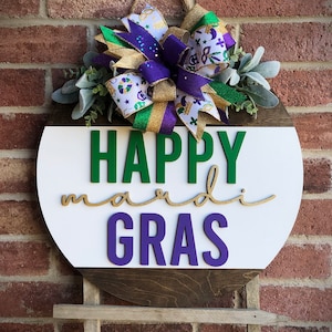Mardi Gras Front Door Decor, Mardi Gras Door Hanger, Wood Mardi Gras Wreath, Fleur De Lis Porch Decor, Home Decor, Rustic Farmhouse Outdoor