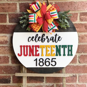 Front Door Decor, Juneteenth Wreath, Juneteenth Door Hanger Sign, Black History Month, Juneteenth Decor, Front Door Sign, Porch Decor, Gift image 1