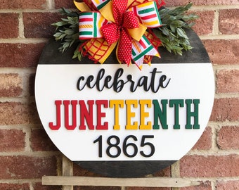 Front Door Decor, Juneteenth Wreath, Juneteenth Door Hanger Sign, Black History Month, Juneteenth Decor, Front Door Sign, Porch Decor, Gift