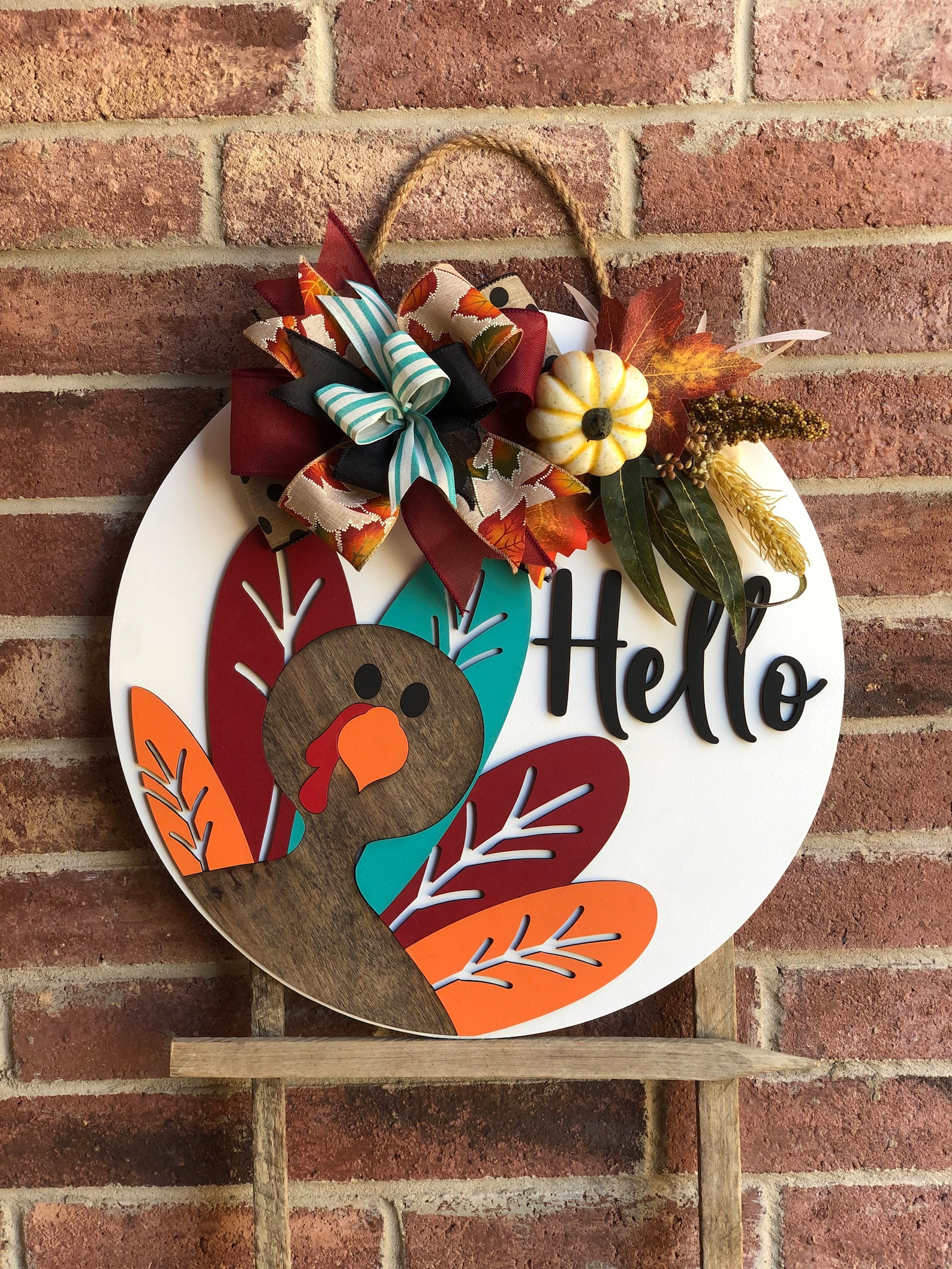 Front Door Decor, Thanksgiving Door Hanger, Turkey Fall Wreath, Front Door Sign,Fall Porch Decor, Fall Decor Outdoor, Hello Fall Sign, Gift