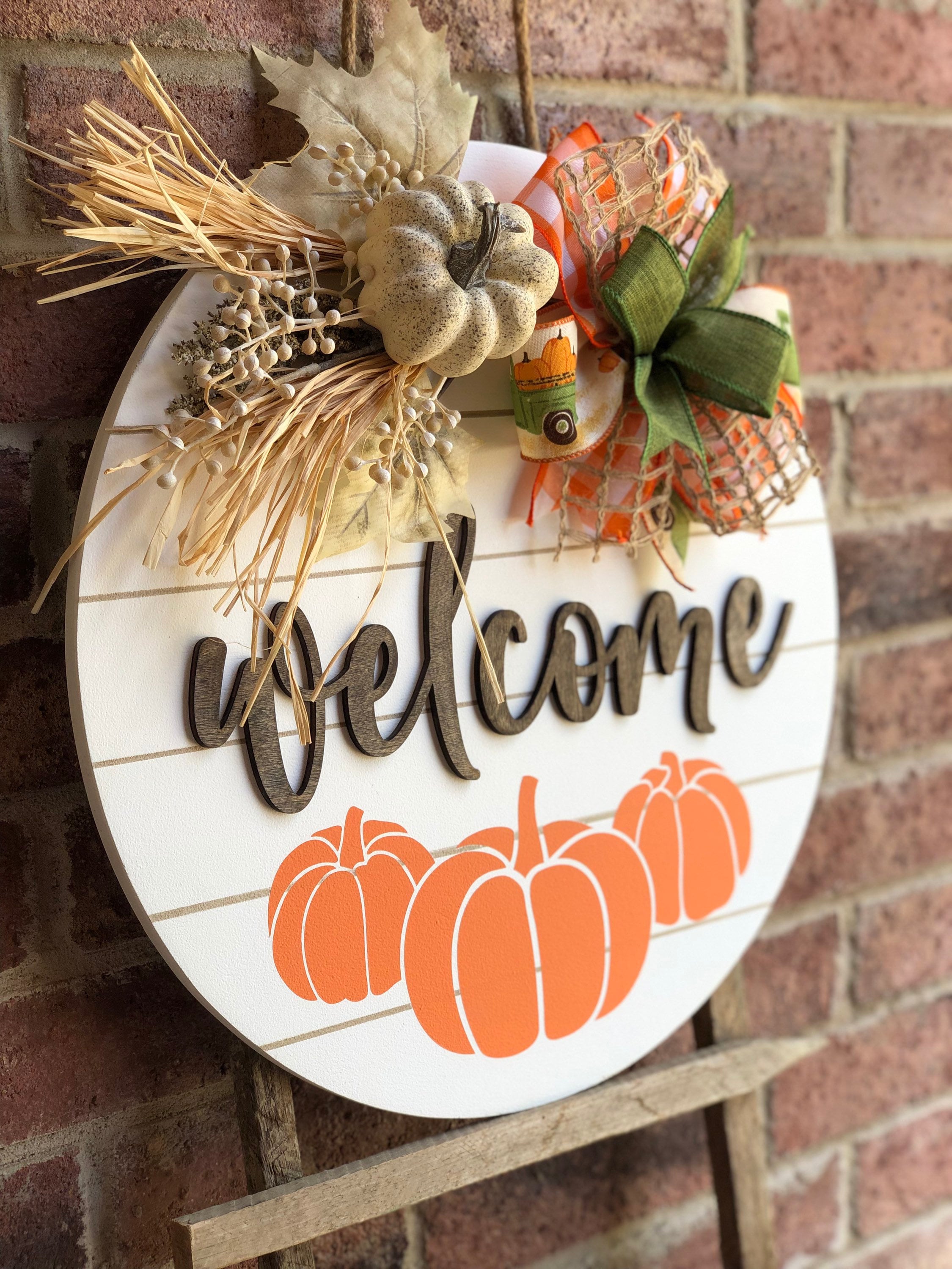 Panneau De Porte En Forme De Citrouille Welcome Fall | Décoration D
