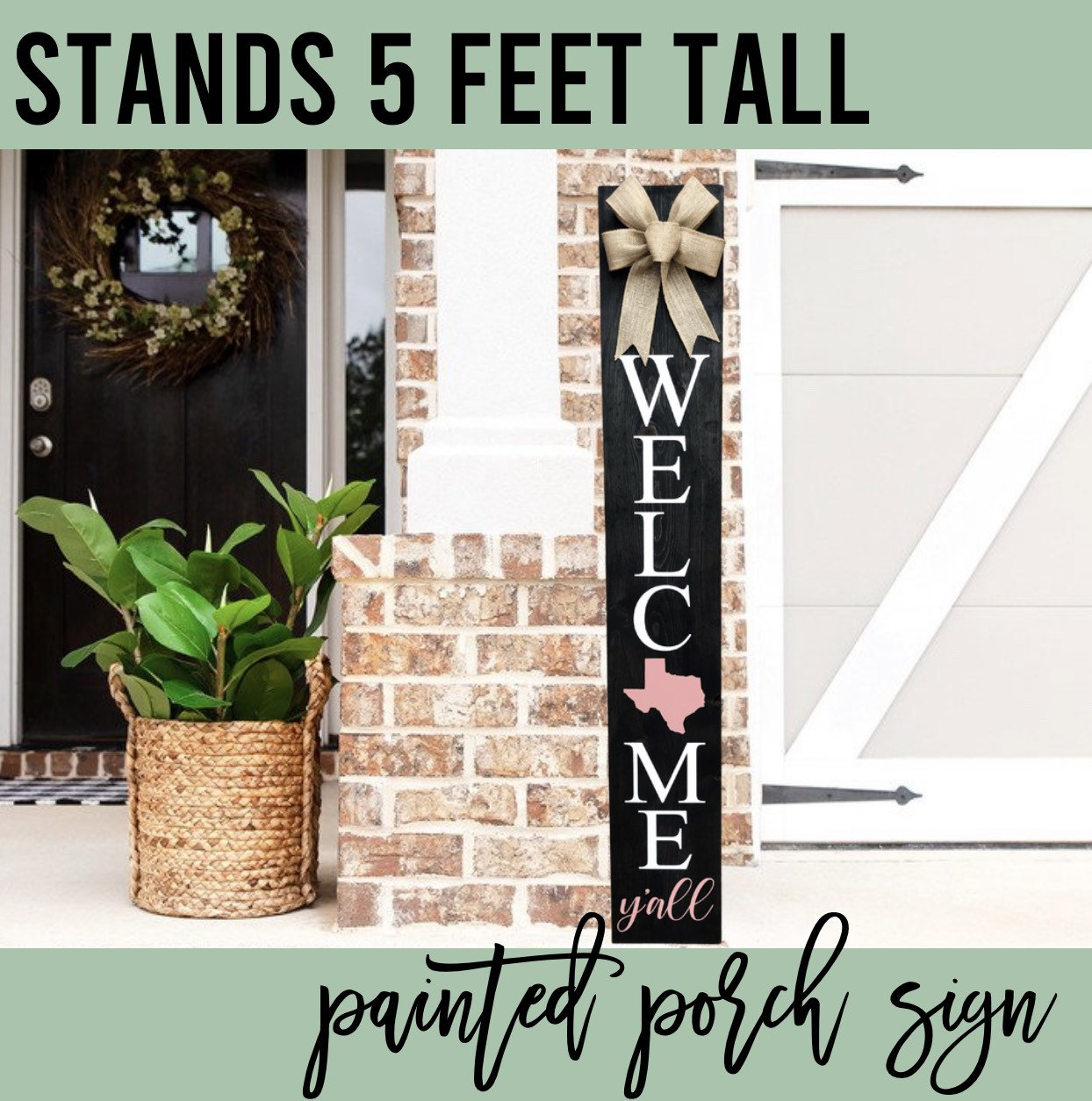 Welcome Y'all Texas Front Door Porch Sign, Housewarming Gift, Outdoor Decor