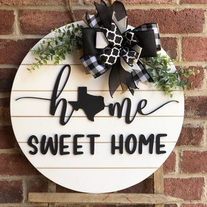Front Door Decor, Texas Door Hanger, Texas Wreath, Home Sweet Home Front Door Sign, Porch Decor, Porch Sign, Front Door Sign, Gift