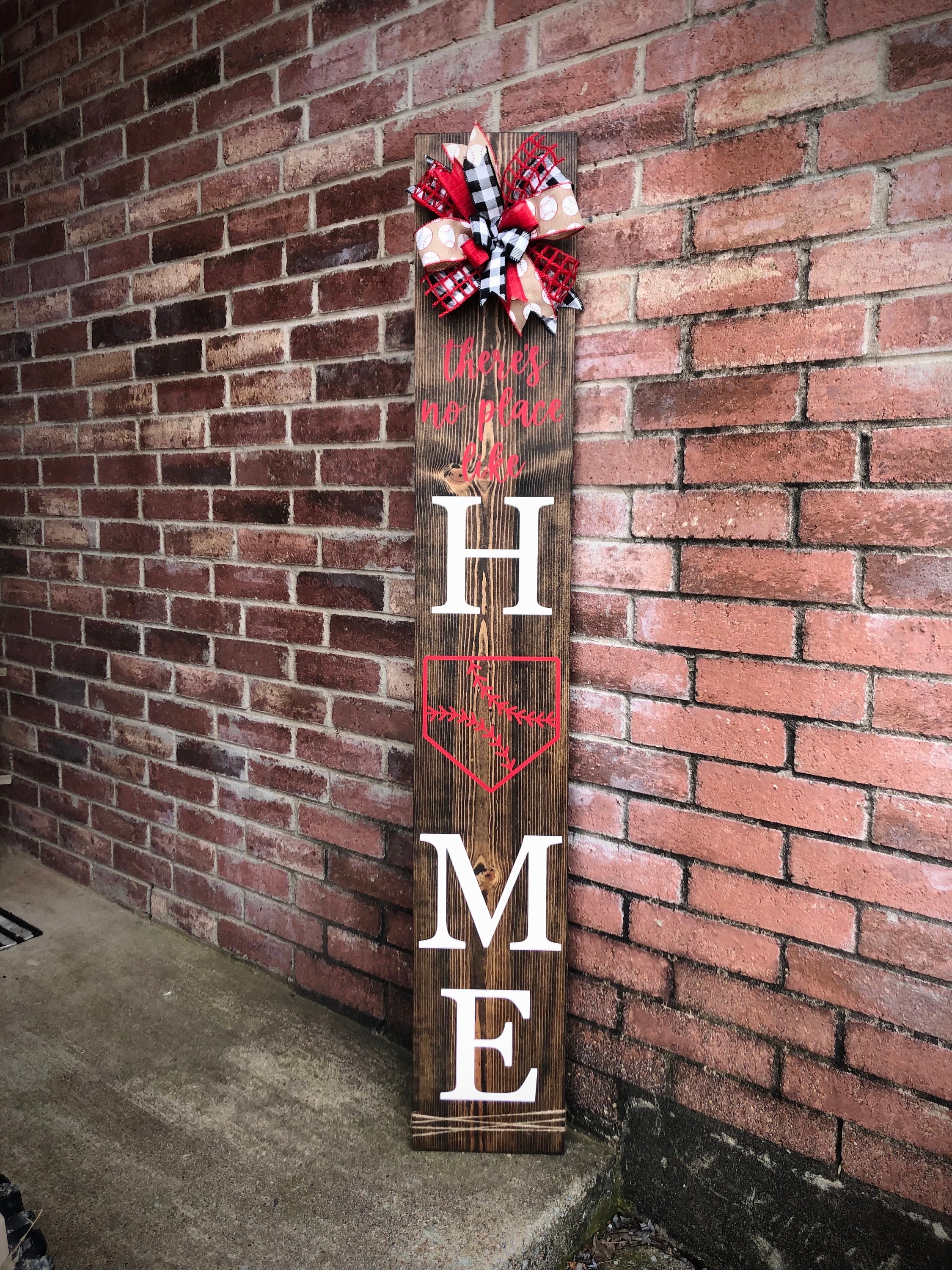 Baseball Porch Sign for Front Door, No Place Like Home Welcome Sign, Home Plate Outdoor Porch Decor for Baseball Lovers, Housewarming Gift