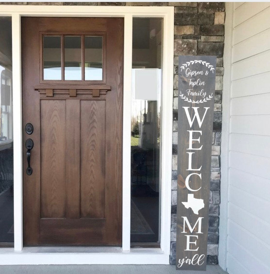 Texas Welcome Porch Sign, Monogram Gamily Name Sign, Porch Decor, Front Door Sign, Wood Sign, Housewarming Gift for New Home, Outdoor Decor