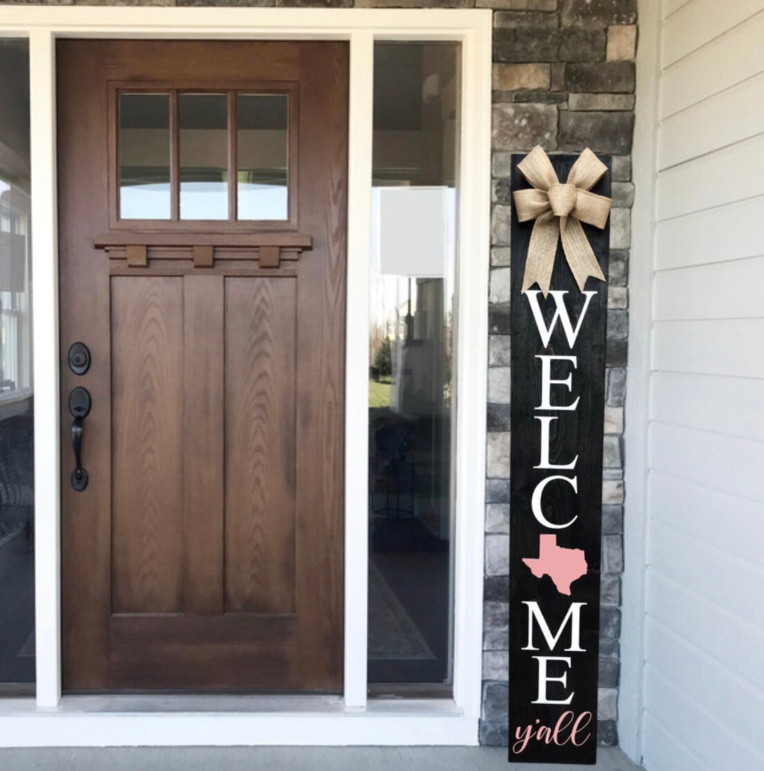 Welcome Y'all Texas Front Door Porch Sign, Housewarming Gift, Outdoor Decor