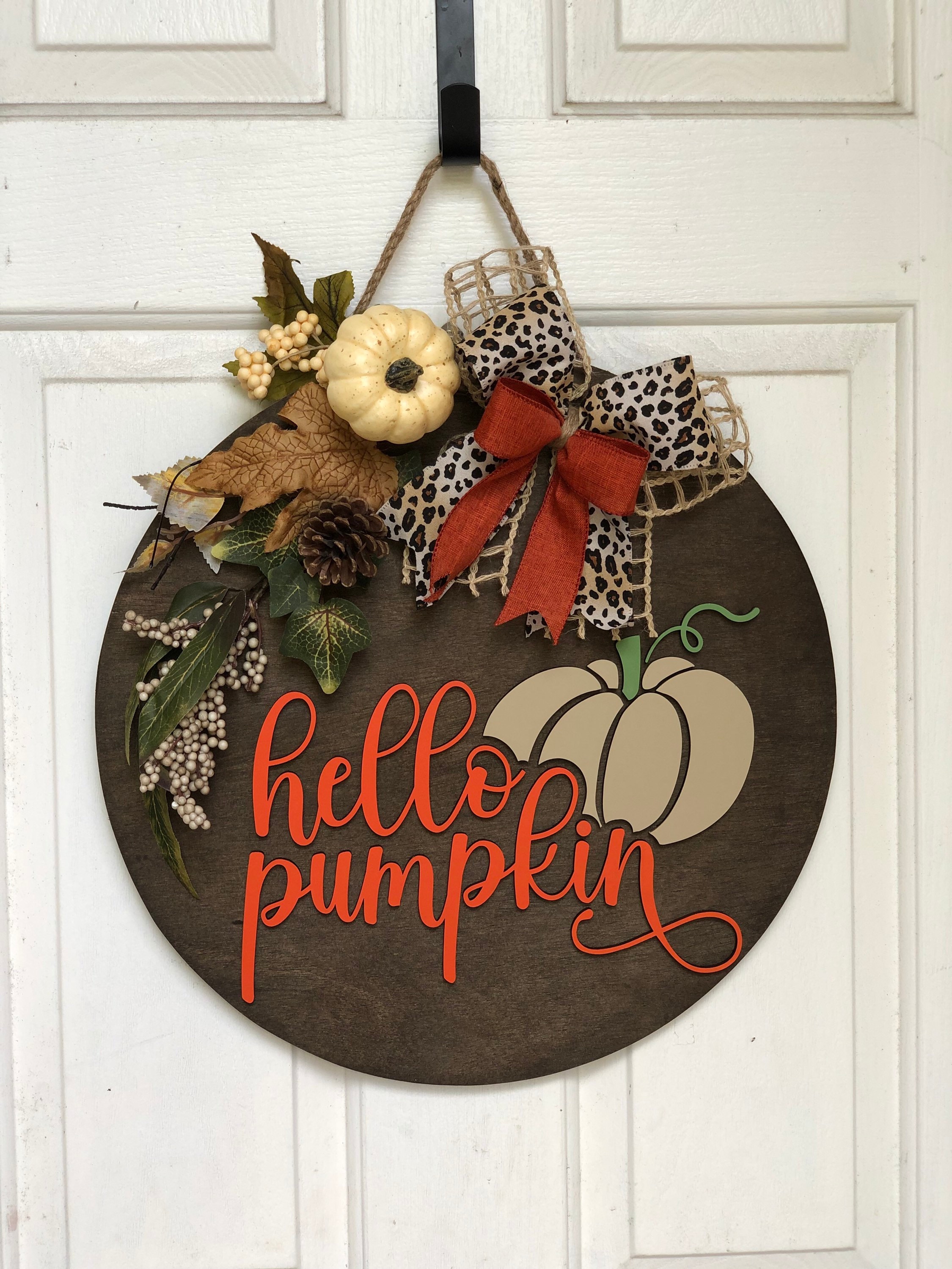 Front Door Decor, Hello Pumpkin Door Hanger, 3D Lettering, Outdoor Fall Wreath, Fall Porch Decor, Fall Sign for Door, Fall Door Decor, Gift
