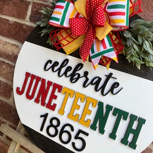 Front Door Decor, Juneteenth Wreath, Juneteenth Door Hanger Sign, Black History Month, Juneteenth Decor, Front Door Sign, Porch Decor, Gift image 4