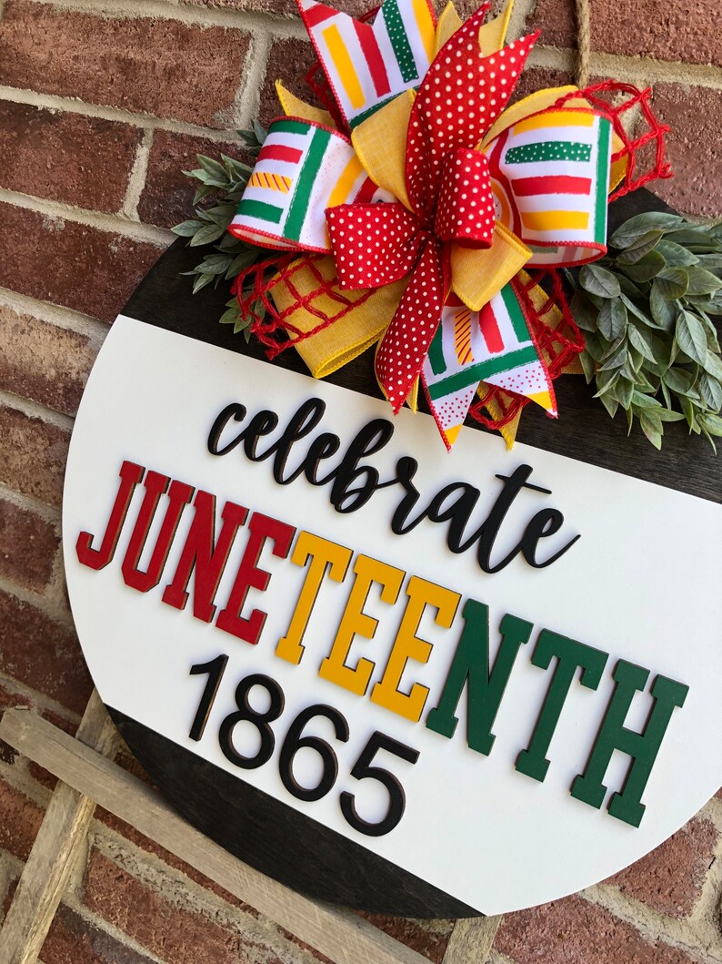 Front Door Decor, Juneteenth Wreath, Juneteenth Door Hanger Sign, Black History Month, Juneteenth Decor, Front Door Sign, Porch Decor, Gift image 4