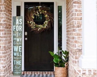 Scripture Porch Sign, Welcome Front Door Sign, Religious Housewarming Gift, Joshua 24:15 Sign