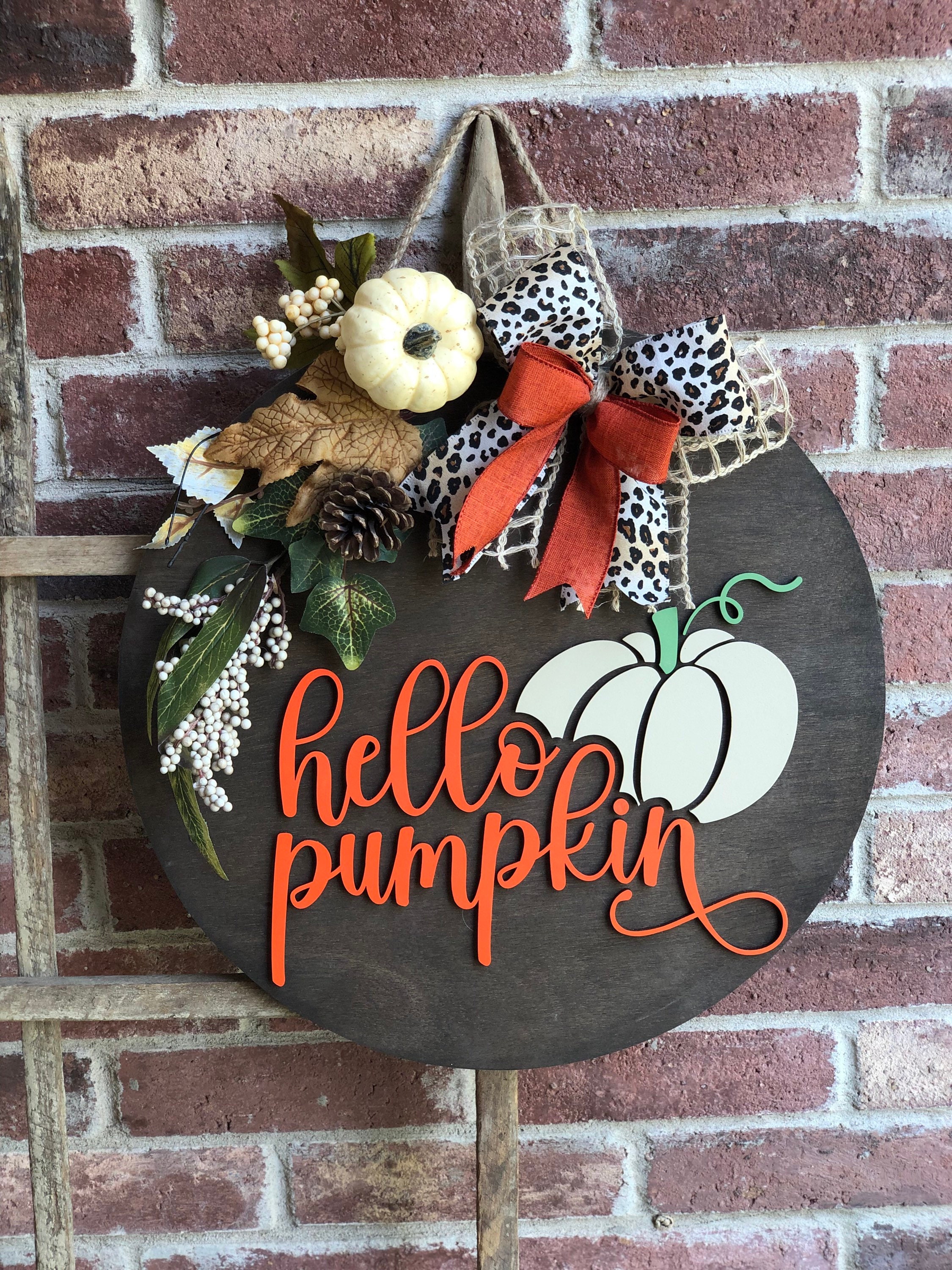 Front Door Decor, Hello Pumpkin Door Hanger, 3D Lettering, Outdoor Fall Wreath, Fall Porch Decor, Fall Sign for Door, Fall Door Decor, Gift