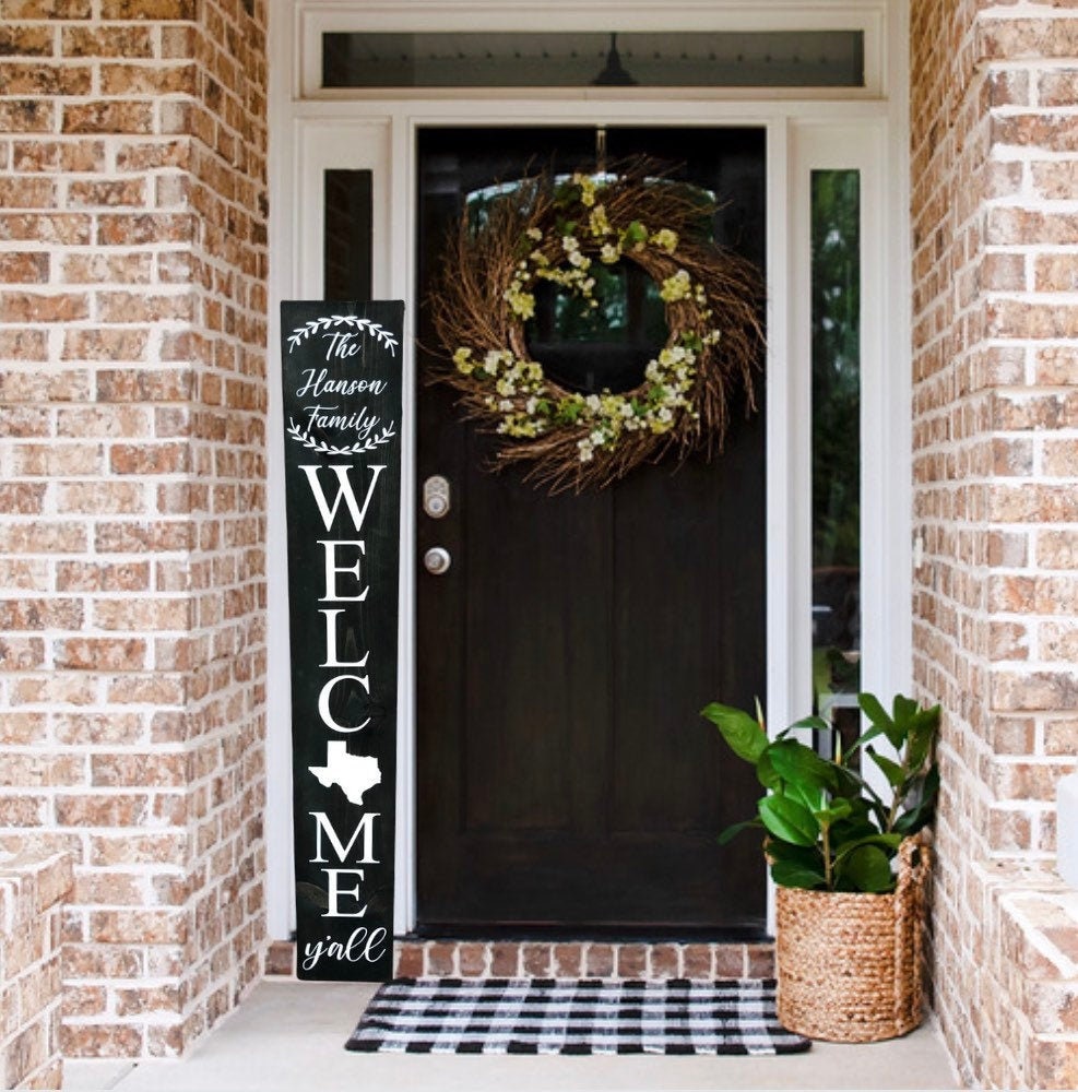Texas Welcome Porch Sign, Monogram Gamily Name Sign, Porch Decor, Front Door Sign, Wood Sign, Housewarming Gift for New Home, Outdoor Decor