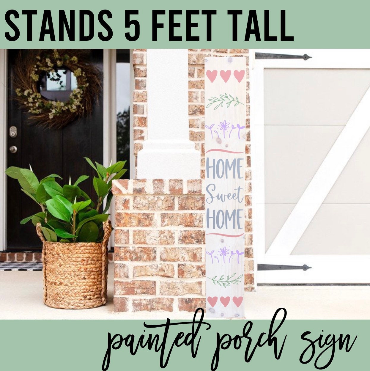 Spring Home Sweet Home Sign, Porch Sign Leaner, Welcome Sign for Front Porch, Farmhouse Sign, Outdoor Decor, Housewarming Gift for New Home