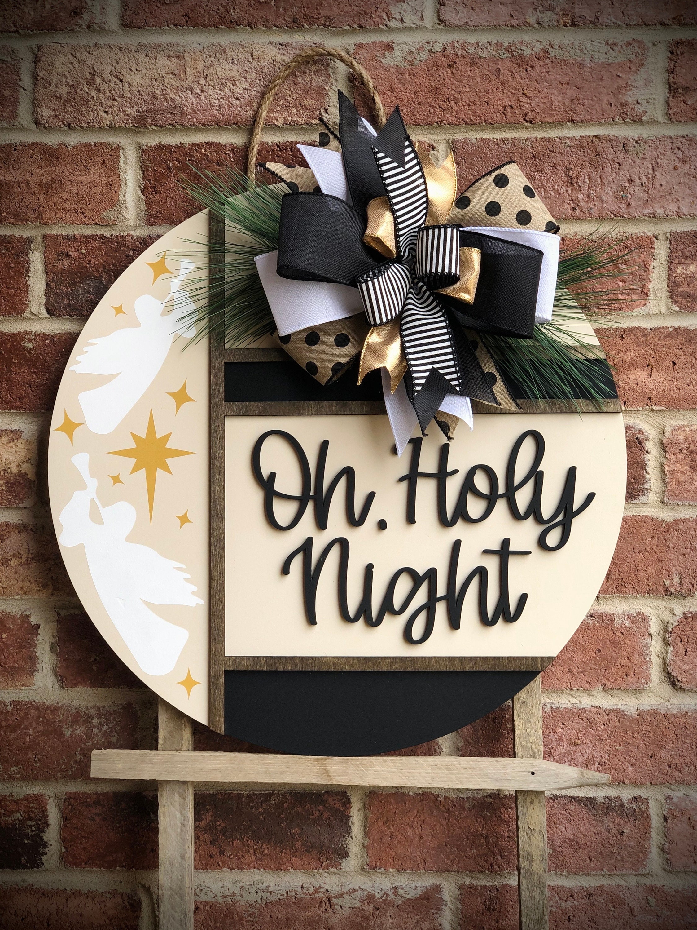 Christmas Door Hanger, Merry Christmas Door Signs, Front Door Decor, Nativity Scene Farmhouse Decor, 3D Christmas Wreath, Christmas Decor