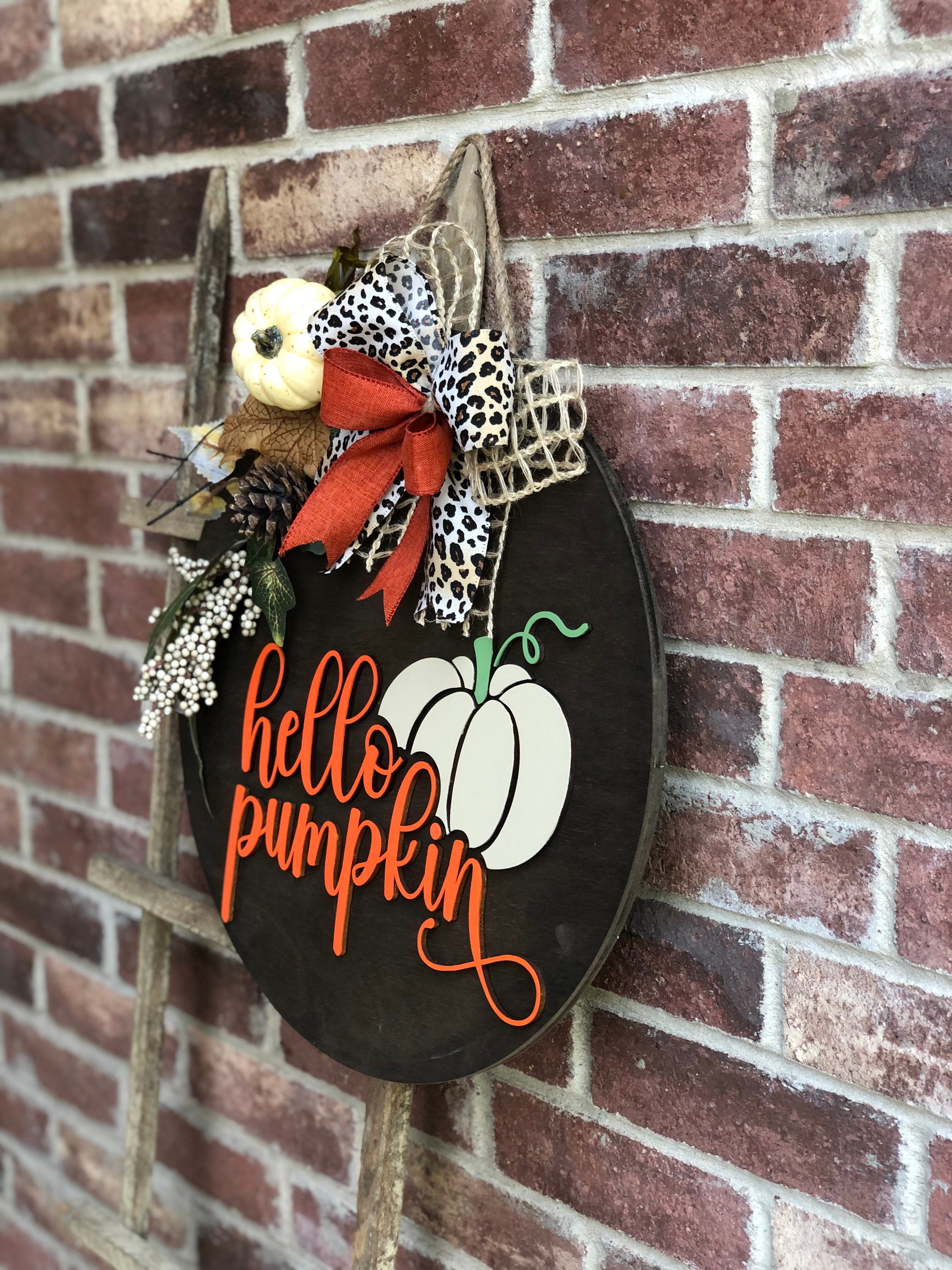 Front Door Decor, Hello Pumpkin Door Hanger, 3D Lettering, Outdoor Fall Wreath, Fall Porch Decor, Fall Sign for Door, Fall Door Decor, Gift