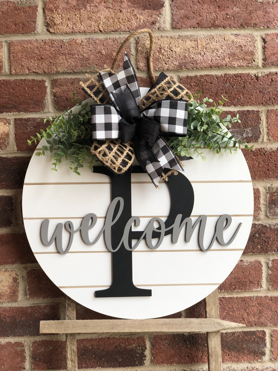 Personalized Last Name Initial Front Door Decor, Monogram Door