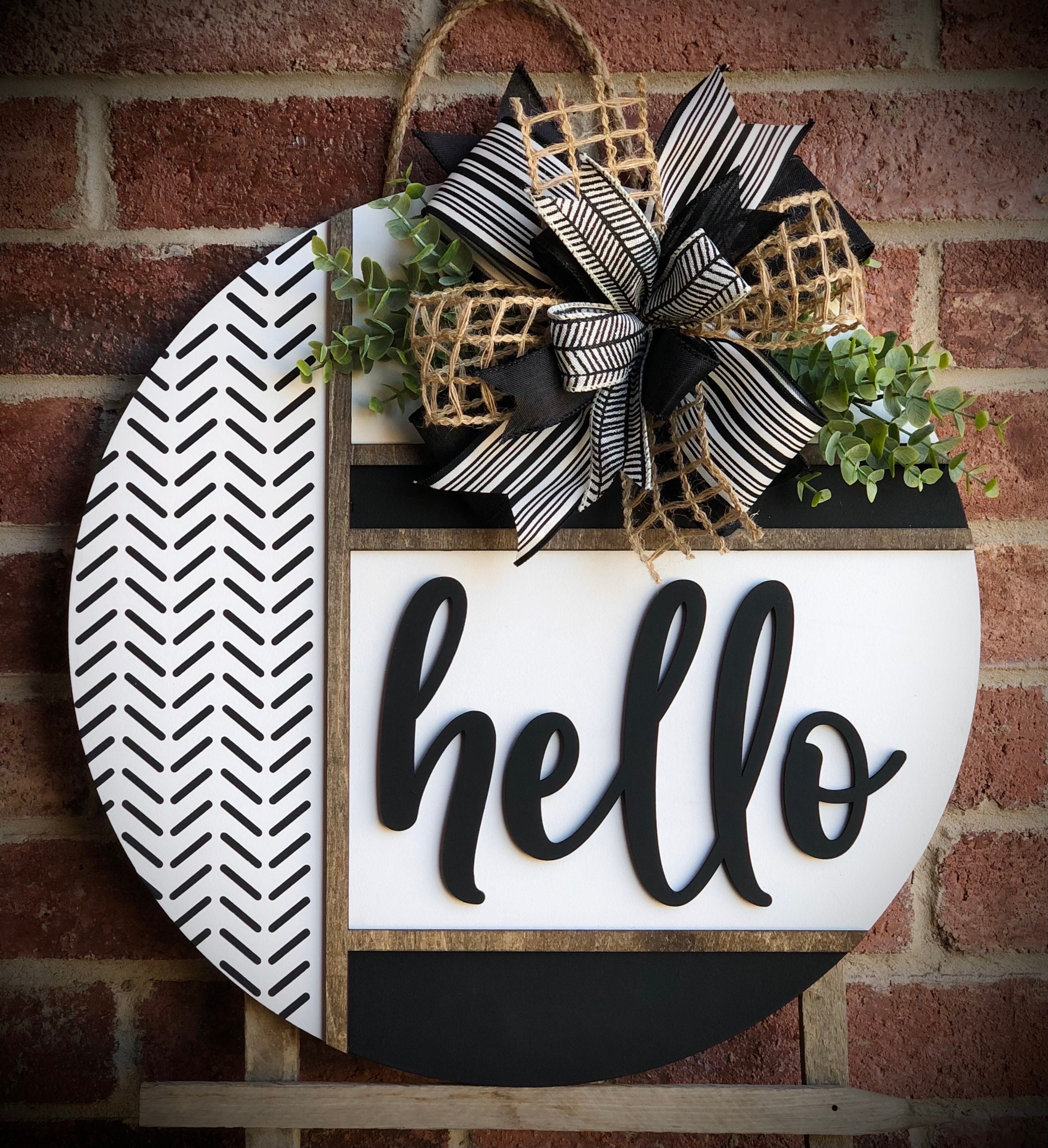 Front Door Decor, Herringbone Welcome Door Hanger, Welcome Sign, Front Door Wreath, Front Door Sign, Spring Porch Decor, Porch Sign, Gift