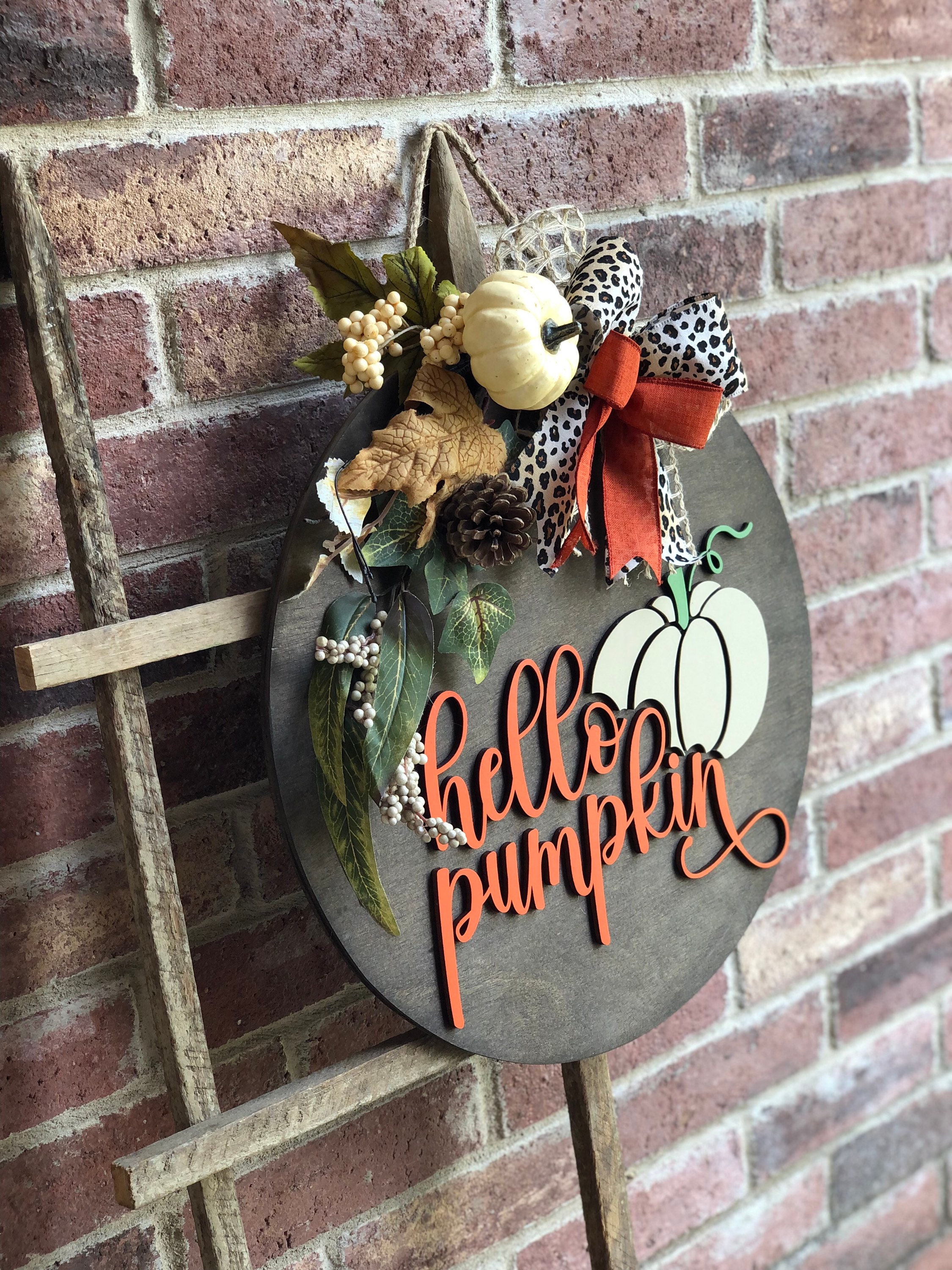 Front Door Decor, Hello Pumpkin Door Hanger, 3D Lettering, Outdoor Fall Wreath, Fall Porch Decor, Fall Sign for Door, Fall Door Decor, Gift