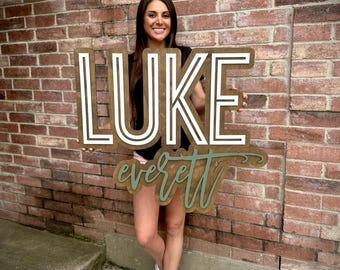 Nursery Baby Name Sign for Baby Boy, Baby Room Nursery Decor Wall Art, Baby Boy Shower Gift, Custom Wooden Sign, 3D Large Sign, Neutral Room