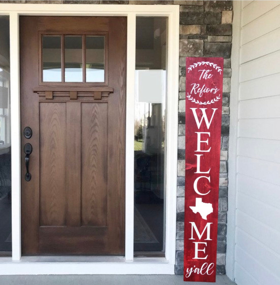 Texas Welcome Porch Sign, Monogram Gamily Name Sign, Porch Decor, Front Door Sign, Wood Sign, Housewarming Gift for New Home, Outdoor Decor