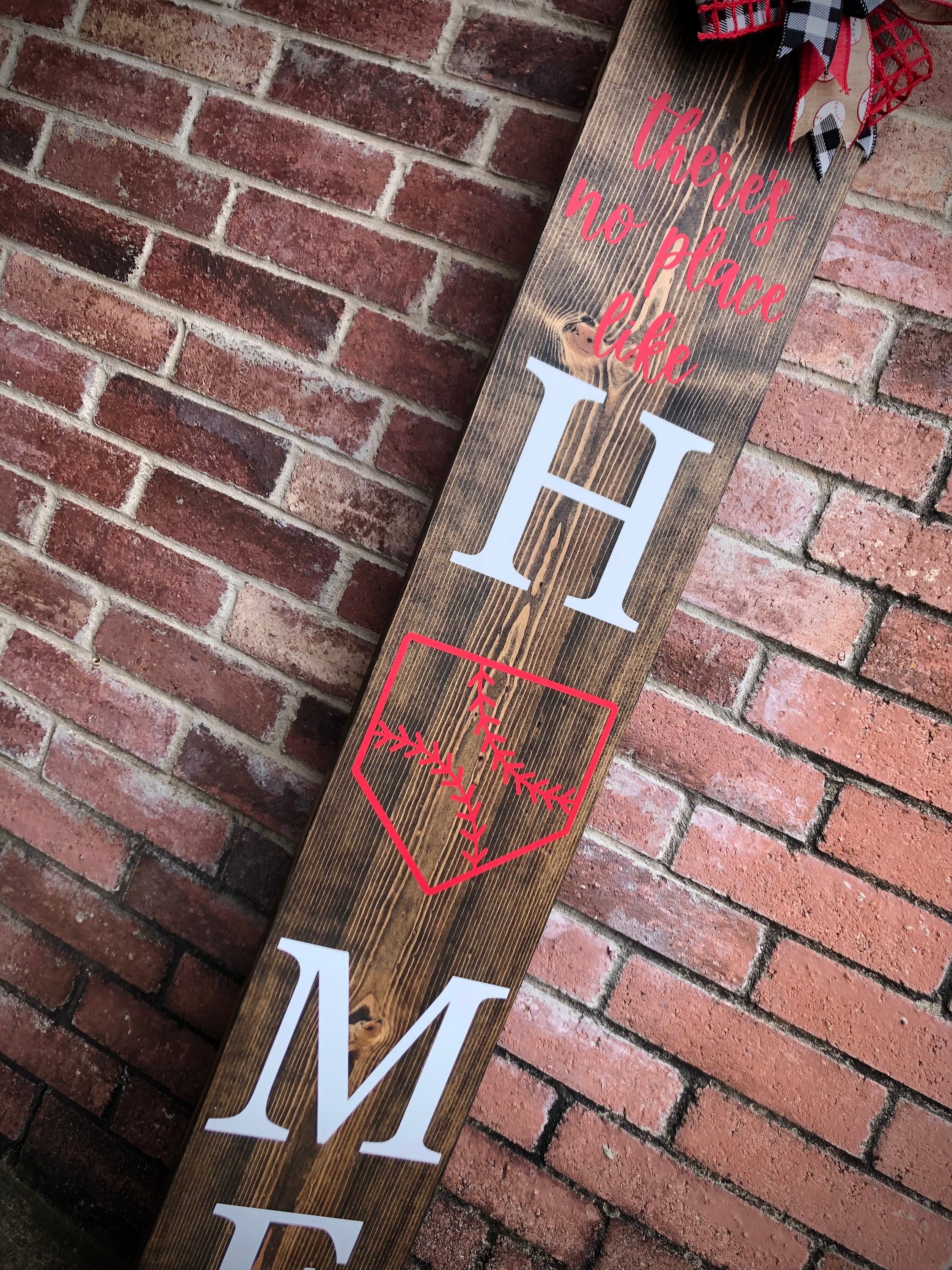 Baseball Porch Sign for Front Door, No Place Like Home Welcome Sign, Home Plate Outdoor Porch Decor for Baseball Lovers, Housewarming Gift