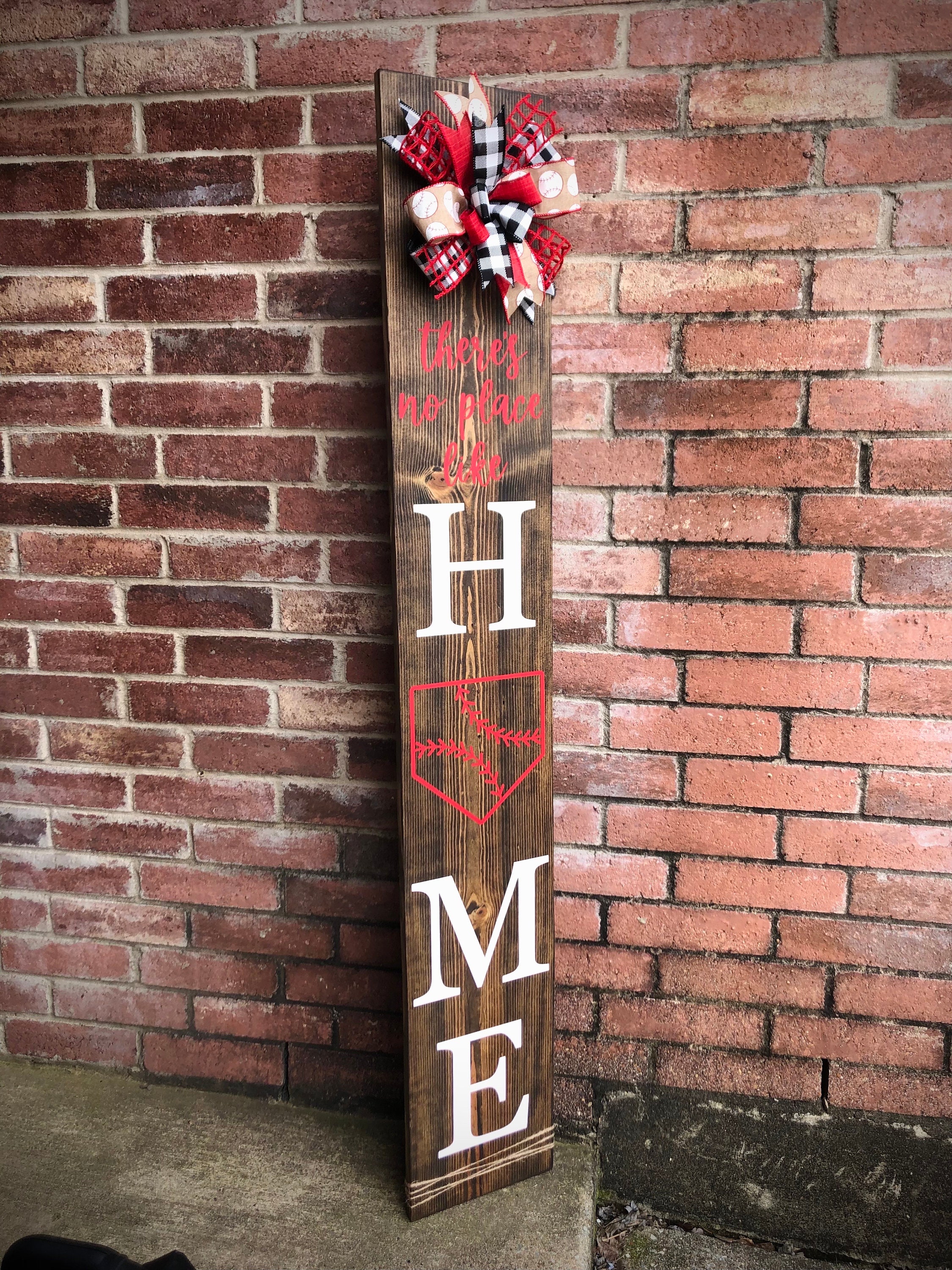 Baseball Porch Sign for Front Door, No Place Like Home Welcome Sign, Home Plate Outdoor Porch Decor for Baseball Lovers, Housewarming Gift