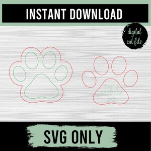 Merry Woofmas Paw Print Christmas Ornament SVG lasergesneden bestand, Glowforge laserbestanden, gesneden bestanden Cricut, silhouet, veranda teken SVG-bestanden