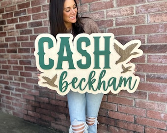 Large Name Sign, Baby Name Sign, Duck Nursery Name, Hunting Nursery Decor Wall Art, Boy Baby Shower Gift, Custom Wooden Sign, Baby Boy Gift