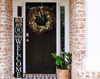 Monogram Welcome Sign for Front Porch, Personalized Last Name Sign, Porch Sign, Front Door Sign, Wood Sign, Outdoor Decor, Housewarming Gift