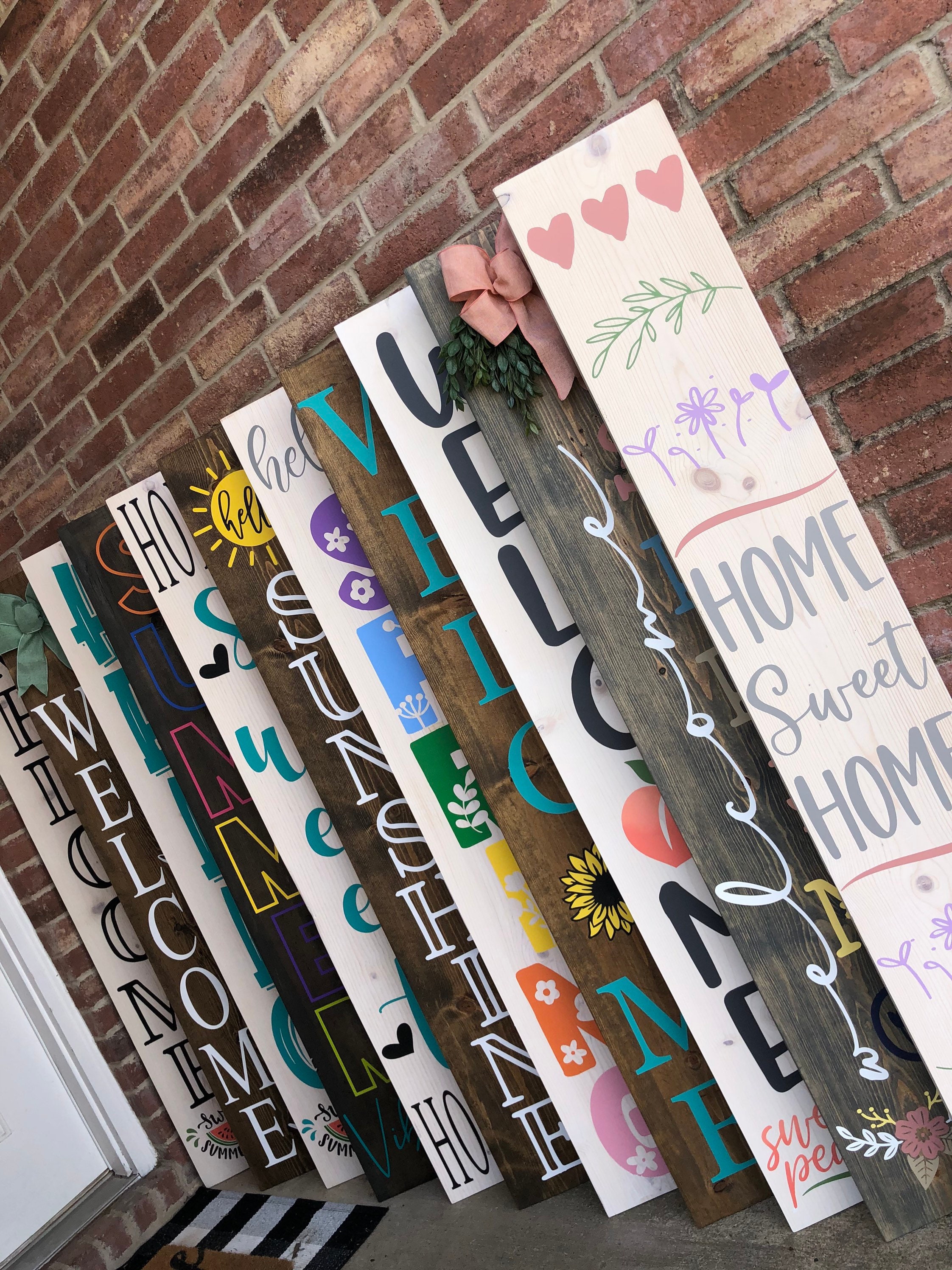 Spring Home Sweet Home Sign, Porch Sign Leaner, Welcome Sign for Front Porch, Farmhouse Sign, Outdoor Decor, Housewarming Gift for New Home