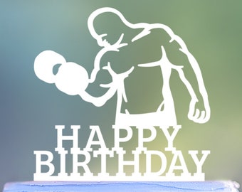 Happy Birthday Topper, Gym Topper, Weight lifting Cake topper, Sport Cake Topper, Fitness cake topper, Gym decoration Fitness decoration