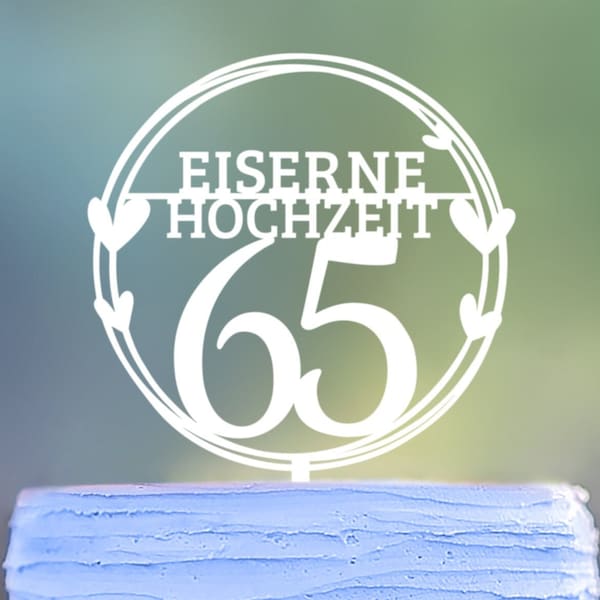 65 Eiserne Hochzeit Cake topper, Wedding anniversary topper