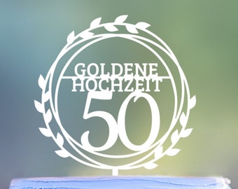 50 Goldene Hochzeit topper, Wedding anniversary cake topper, Anniversary decoration