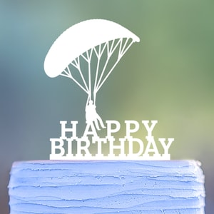 Paragliding topper, Paraglider topper, Parachuting cake topper, Happy birthday cake decoration, Extreme sport cake topper, Parachute topper image 1