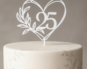 25th Silver Wedding Anniversary Cake Topper – 25 Years Married, Birthday Cake Decoration