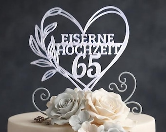 65e ijzeren huwelijksjubileum taarttopper – Taartdecoratie jubileumcadeau