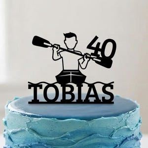 Kayak /  Canoe – Kayaking Birthday Cake Topper, Personalized Name and Age